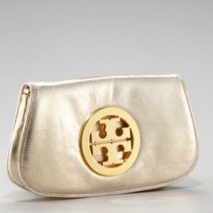 Tory Burch Metallic Logo Purse with Gold Hardware